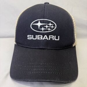 Subaru Trucker Hat Adventure Logo Unisex OSFA Navy Cream Mesh Snapback